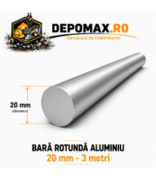 Bara rotunda aluminiu 20 mm, 3 metri, EN AW-6082